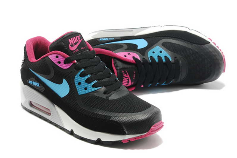 Nike Air Max 90 Chaussures Femmes Pre TAPE Bleu Noir Roses (2)